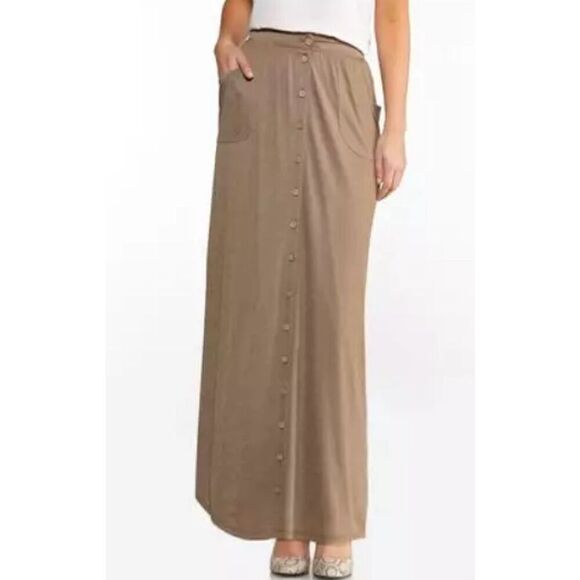 Cato Women's Maxi Skirt Plus Size 14W 16W Brown nwt (3176) - Picture 2 of 5
